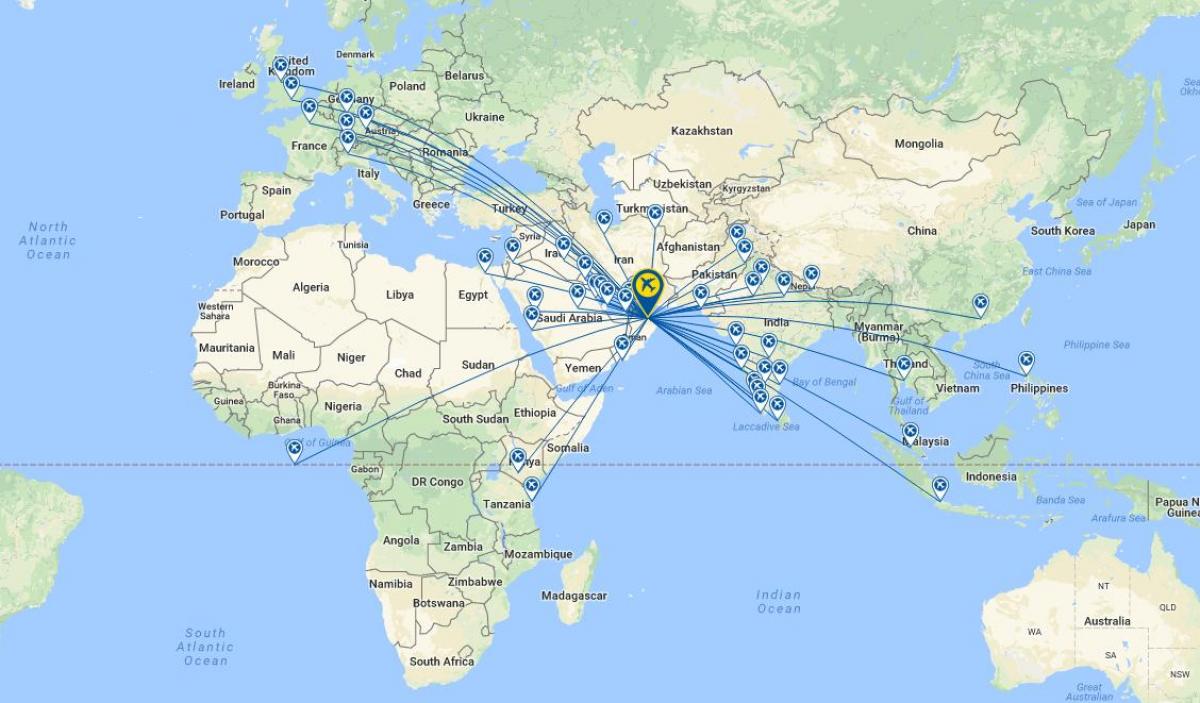 عمان پرواز هوایی نقشه مسیر