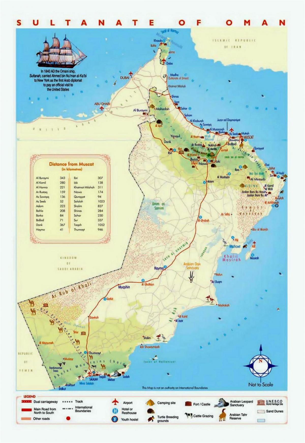 عمان مکان های توریستی نقشه